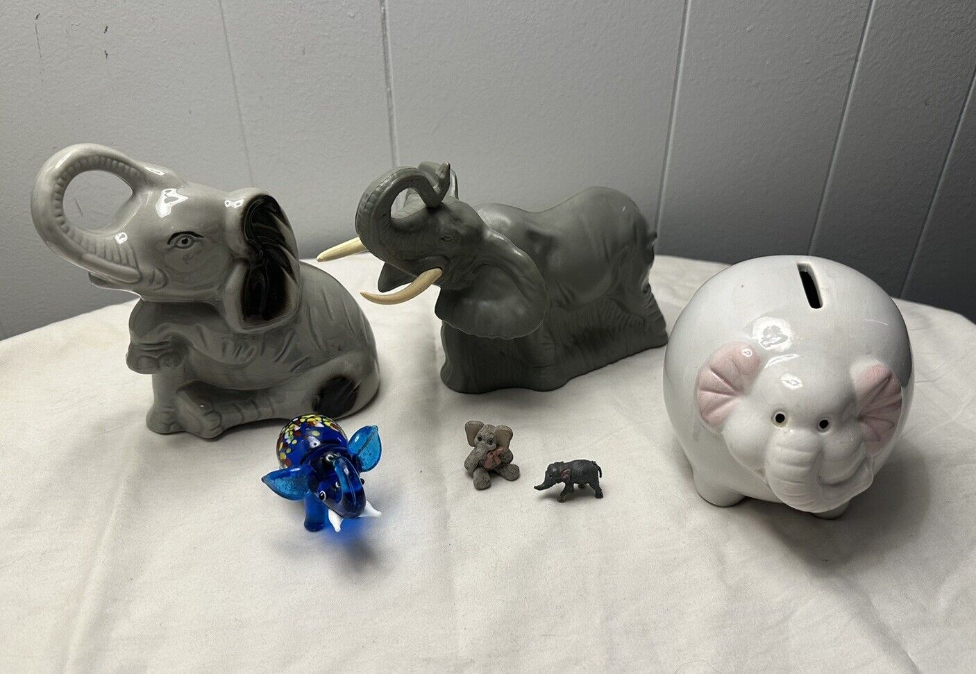 Vintage Elephant Collection Pieces Lot of 6 Lucky Antique Zoo Safari Figurines