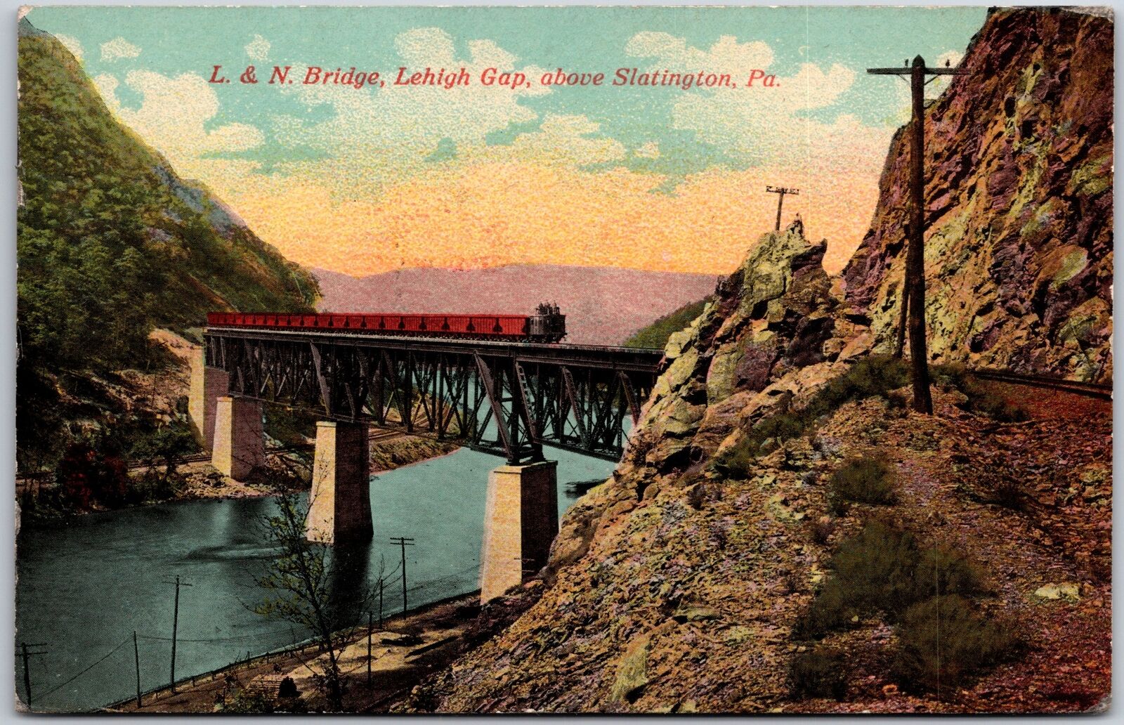 Pennsylvania PA, L & N Bridge, Lehigh Gap, Above Slatington, Vintage Postcard