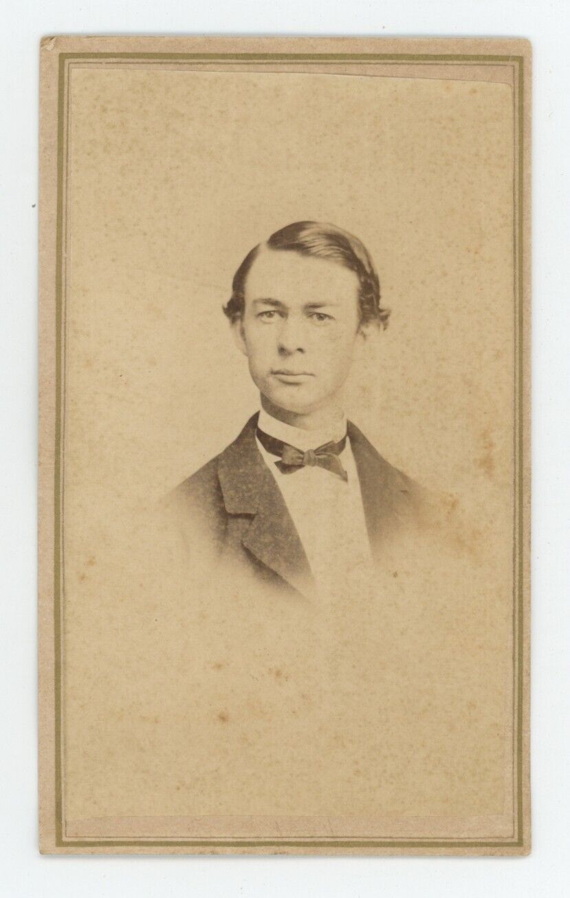 Antique CDV Circa 1860s Handsome Man Named Wm. J.S. Smith in Suit & Tie New York