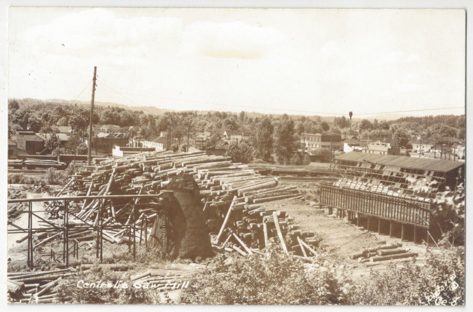 1930\'s Centralia, Washington - REAL PHOTO Logging scene, Sawmill - Old Postcard