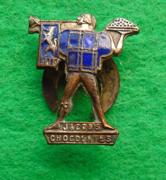 Vintage JACOB\'S CHOCOLATES Metal & Enamel Badge 21 x 25mm