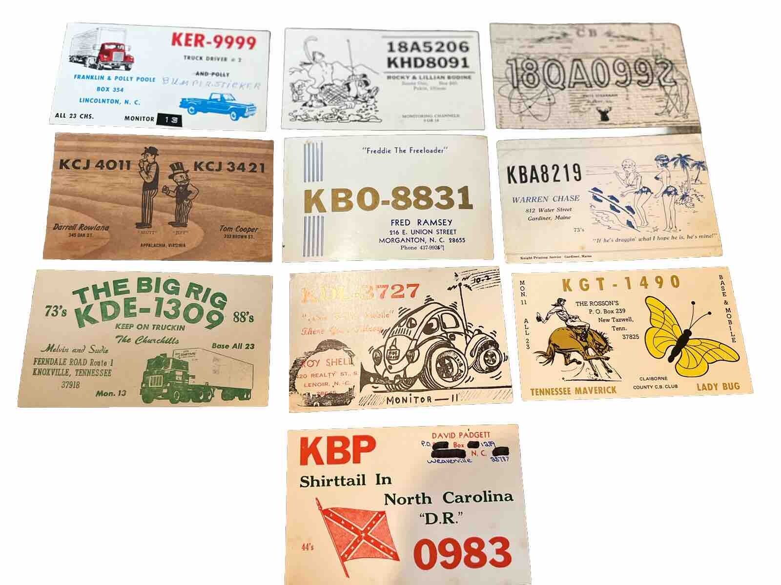 Vintage CB Radio Ham Amateur QSL Art Cards Lot of  10 Cards D