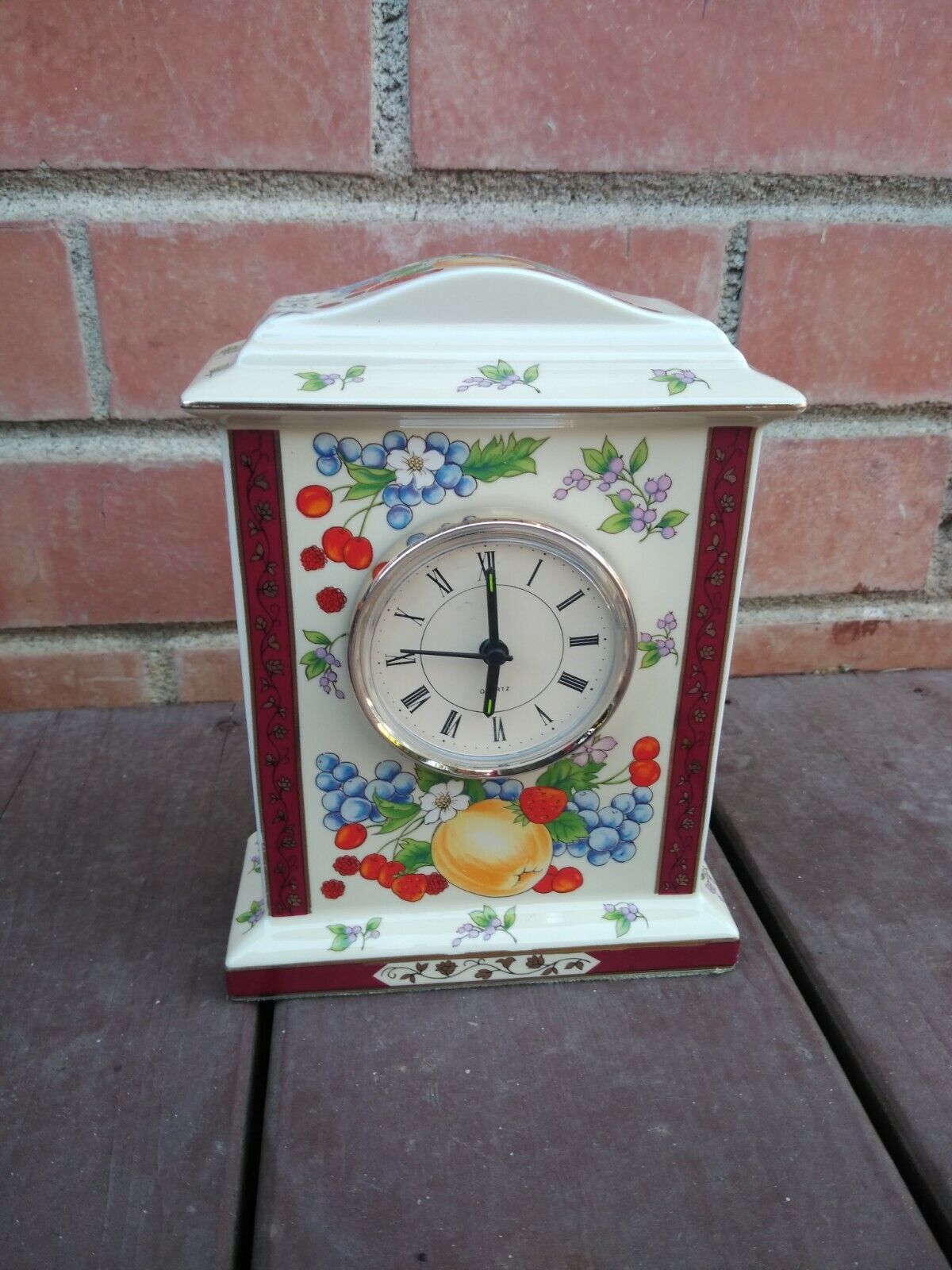 PORCELAIN FLORAL MANTEL CLOCK, ITALIX, LIMITED EDITION CLOCK, MADE IN JAPAN.