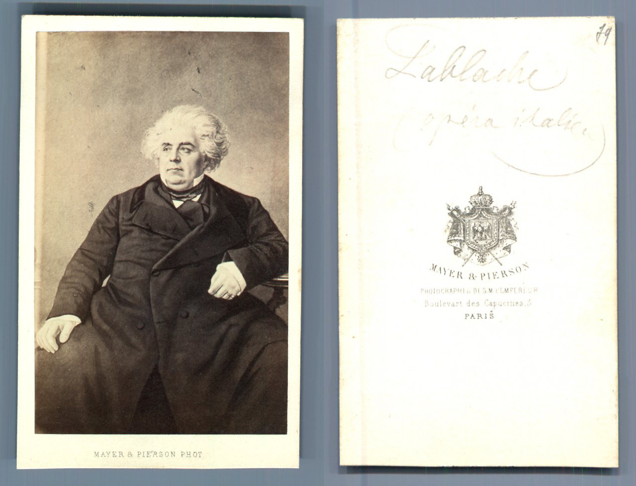 Mayer & Pierson, Paris, Luigi Lablache, Vintage CDV Opera Albumen Face Card