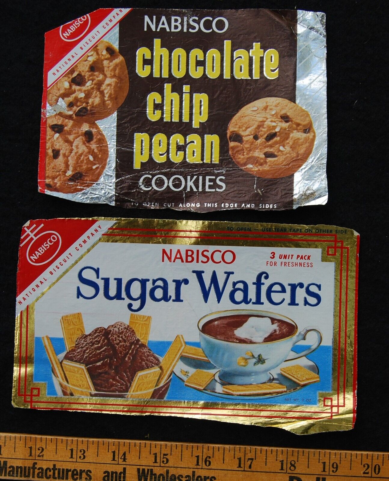 [ 1950s - 1960s Nabisco Cookies Packages Vintage Sugar Wafers / Chocolate Chip ]