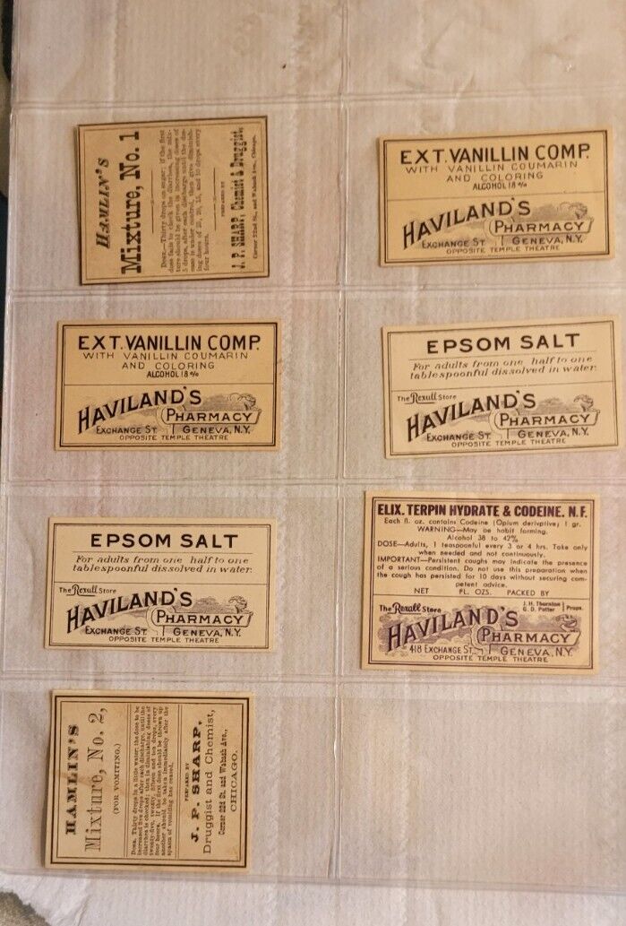 NM Group Of 7 Vintage Pharmaceutical Labels