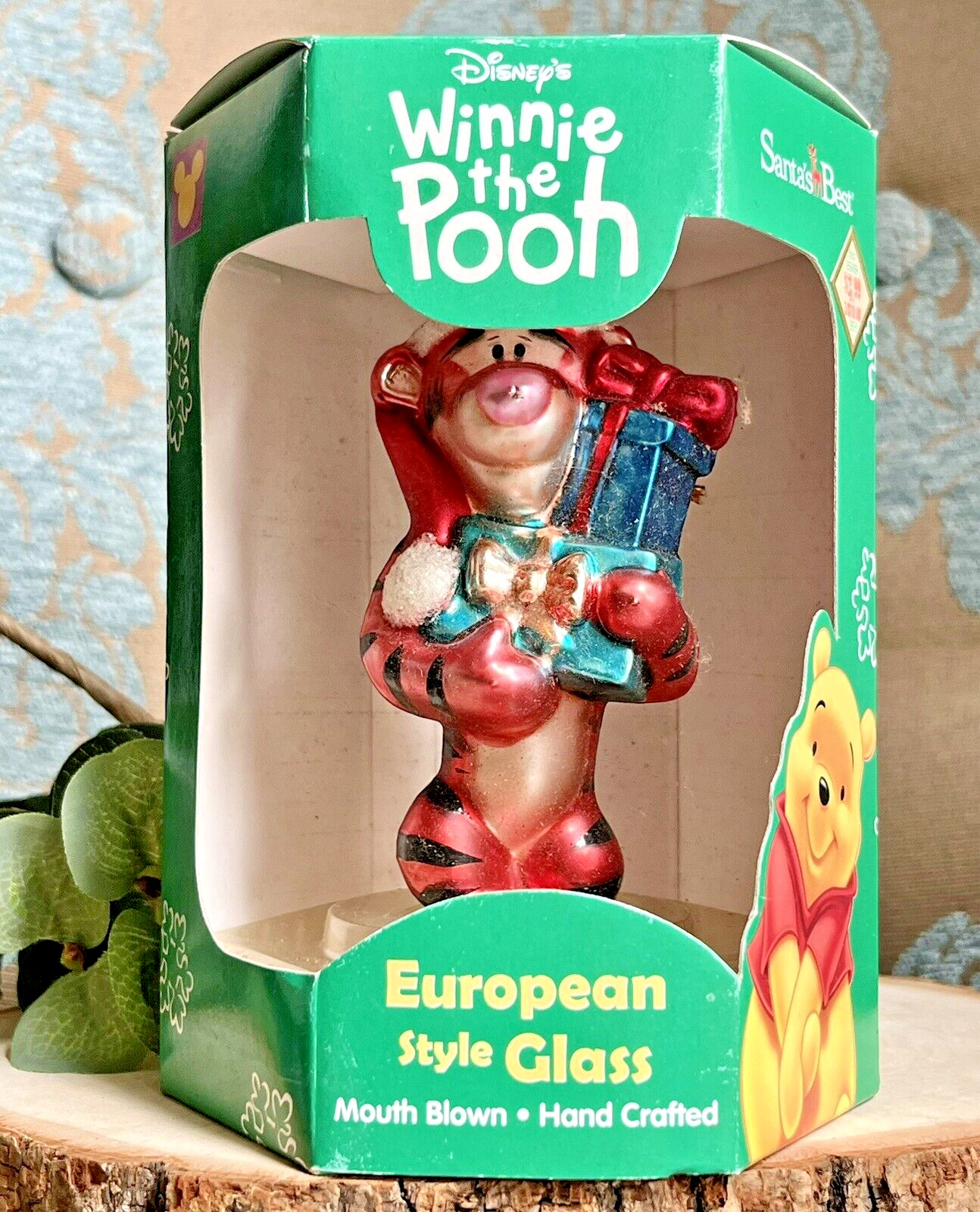 VTG Disney Winnie-the-Pooh Tigger European Style Glass Ornament 2000 NOS
