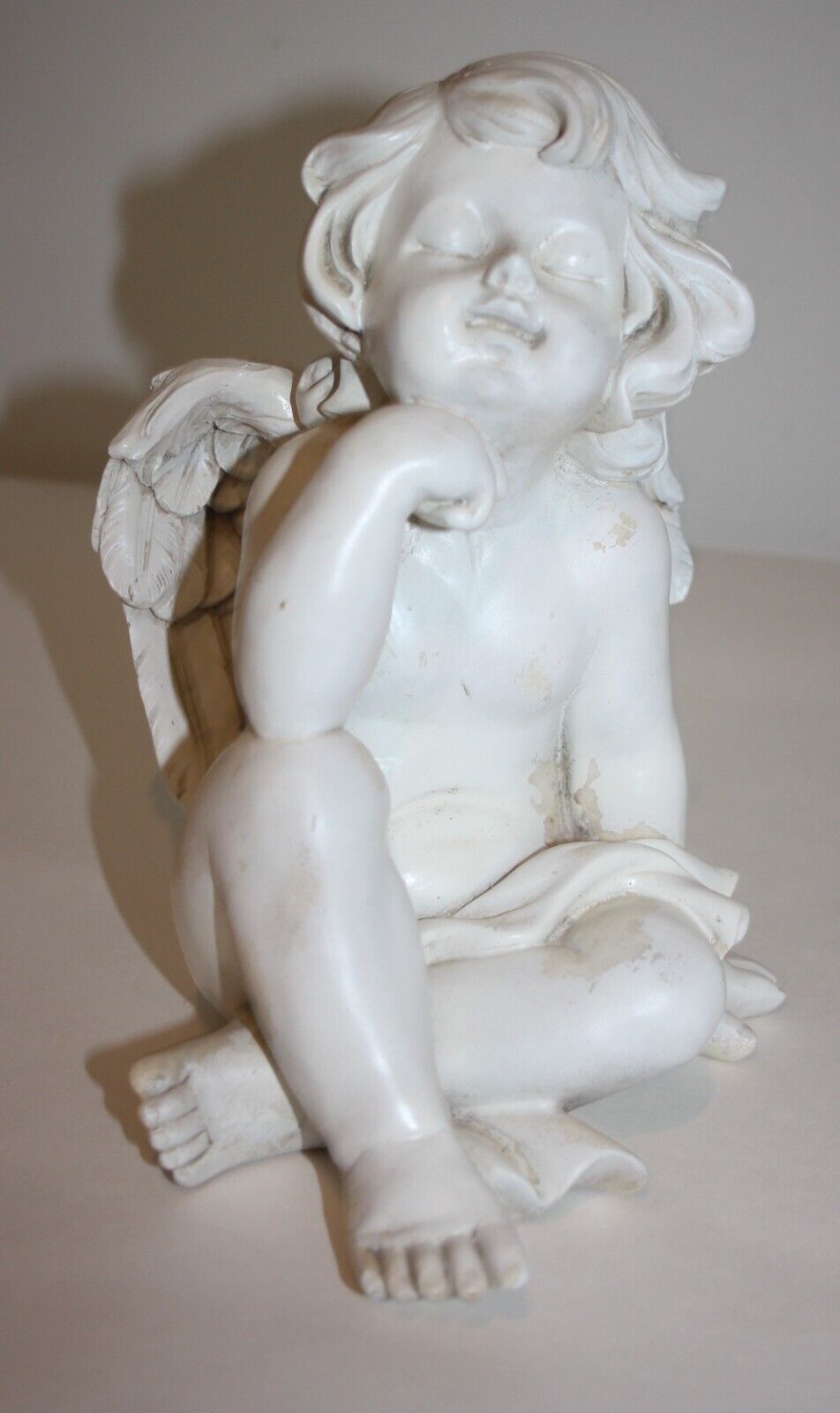 Angel Cherub Garden Sculpture Figure Indoor Outdoor Resting Head on Hand 9\