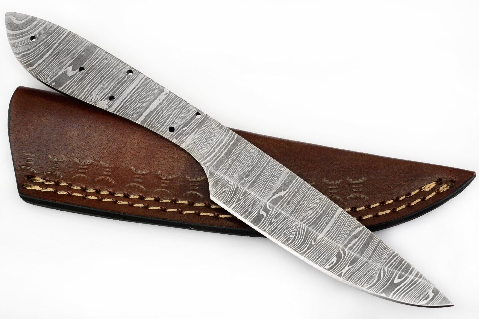 Custom Handmade Damascus Steel Blank Blade for Knife Making Supplies W/Sheath