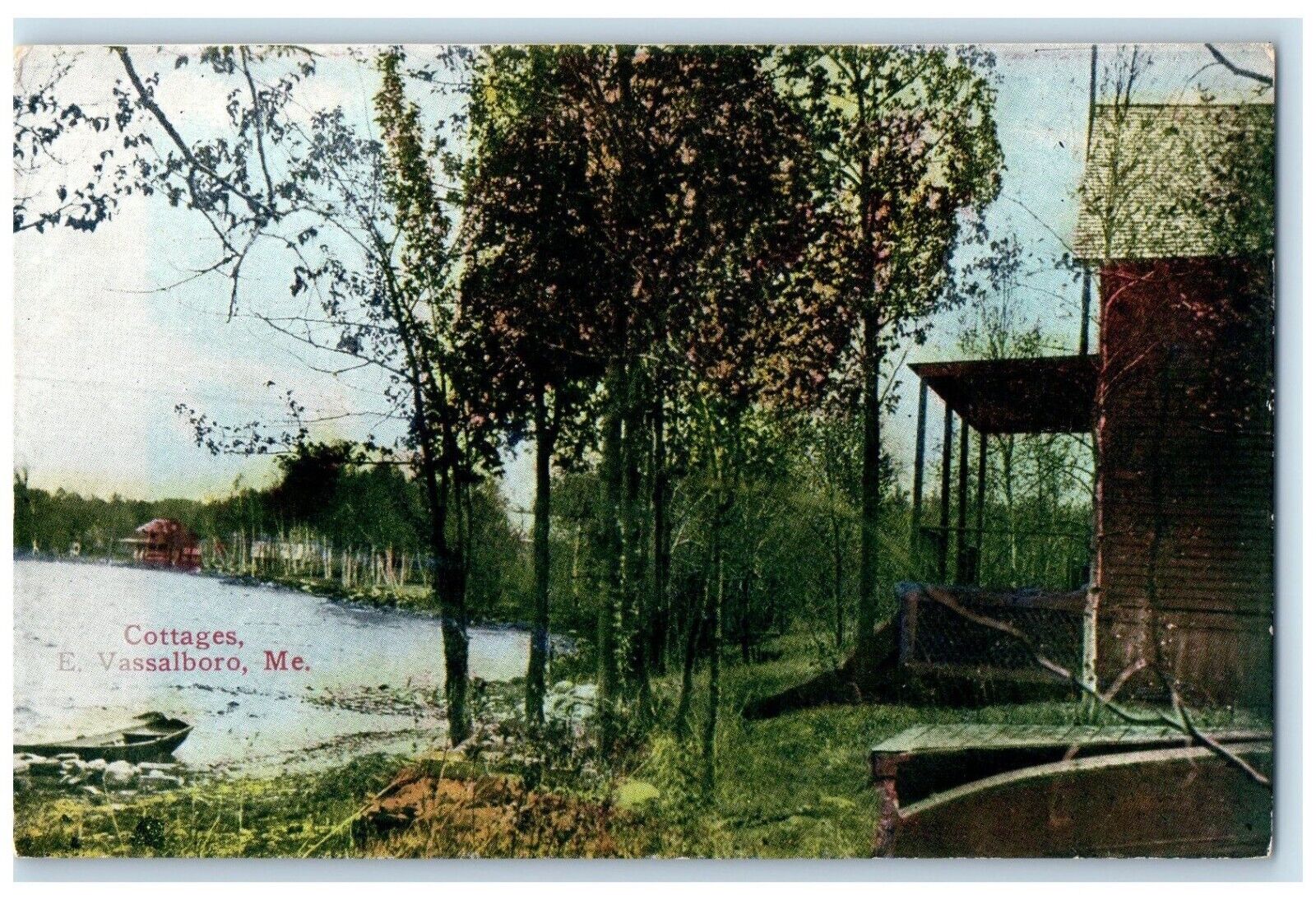 1910 Side View Cottages Vassalboro River Maine Antique Vintage Unposted Postcard