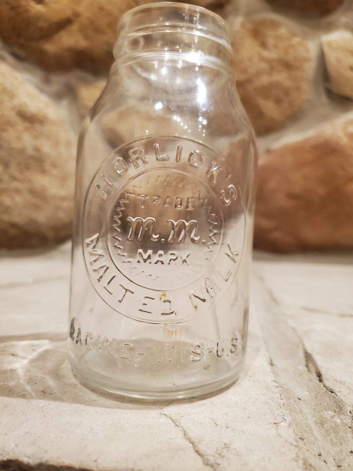 Vintage Horlick\'s Malted Milk Clear Glass Jar, Racine Wisconsin - 5\