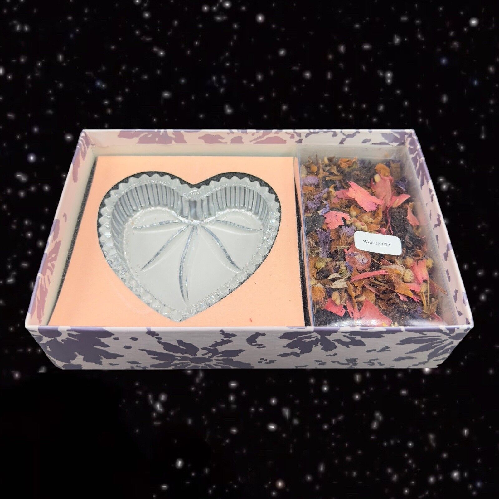 WEDGWOOD HEART CLEAR CRYSTAL SHAPED TRINKET BOX W Box & Potpourri SET NEW IN BOX