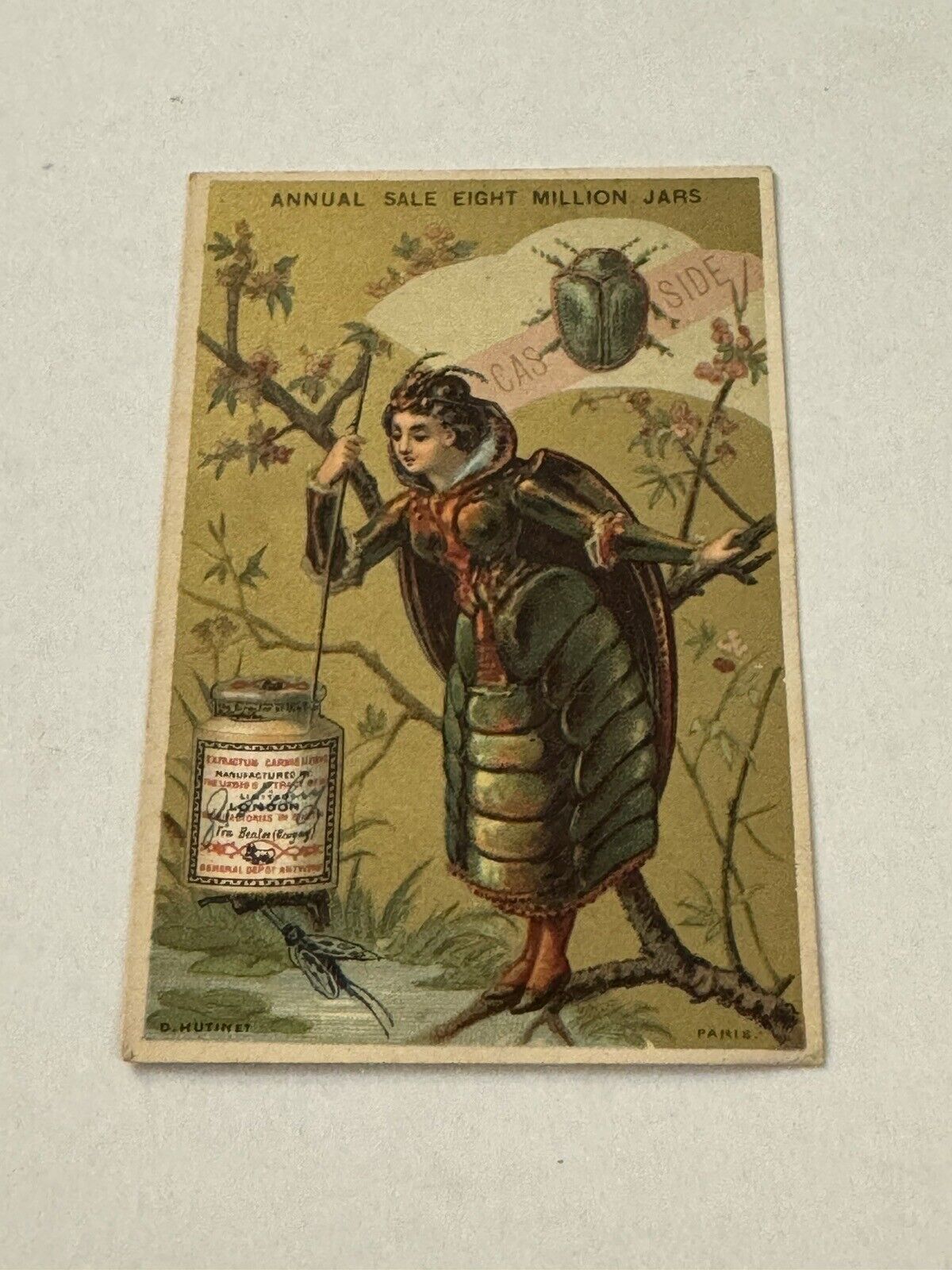 Vintage Ephemera Trade Card Liebig Extract Bug Woman Beetle  E2