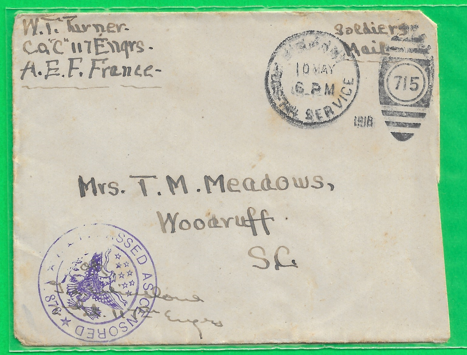 World War 1 Letter Home From The Front Line 1918 \