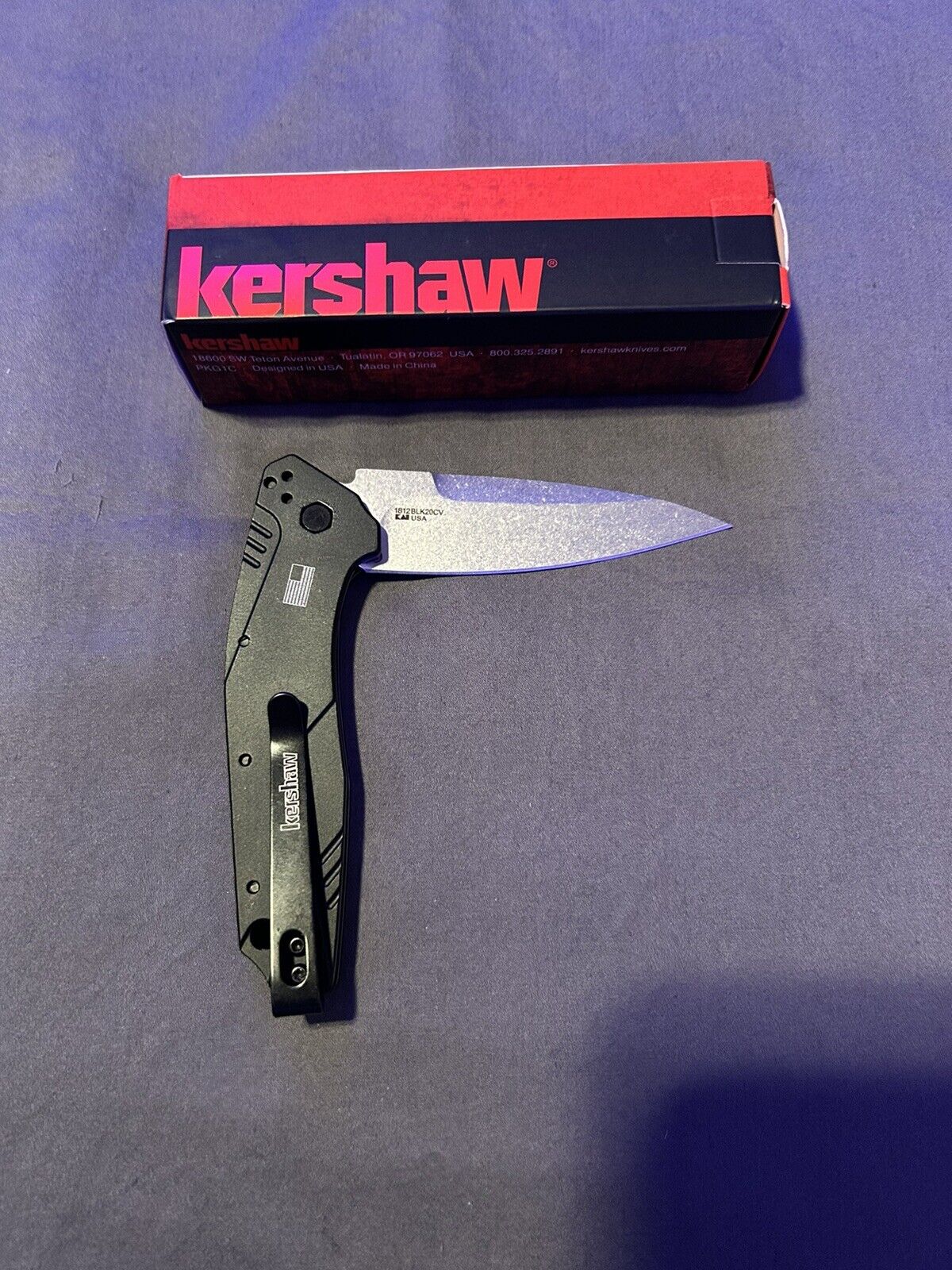 Kershaw Dividend 1812BLK20XV FLAG Black Aluminum Folding Knife New In Box
