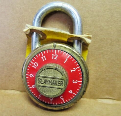 Vintage Working Slaymaker Combination Lock #521 with Original Tag ~ Red Dial