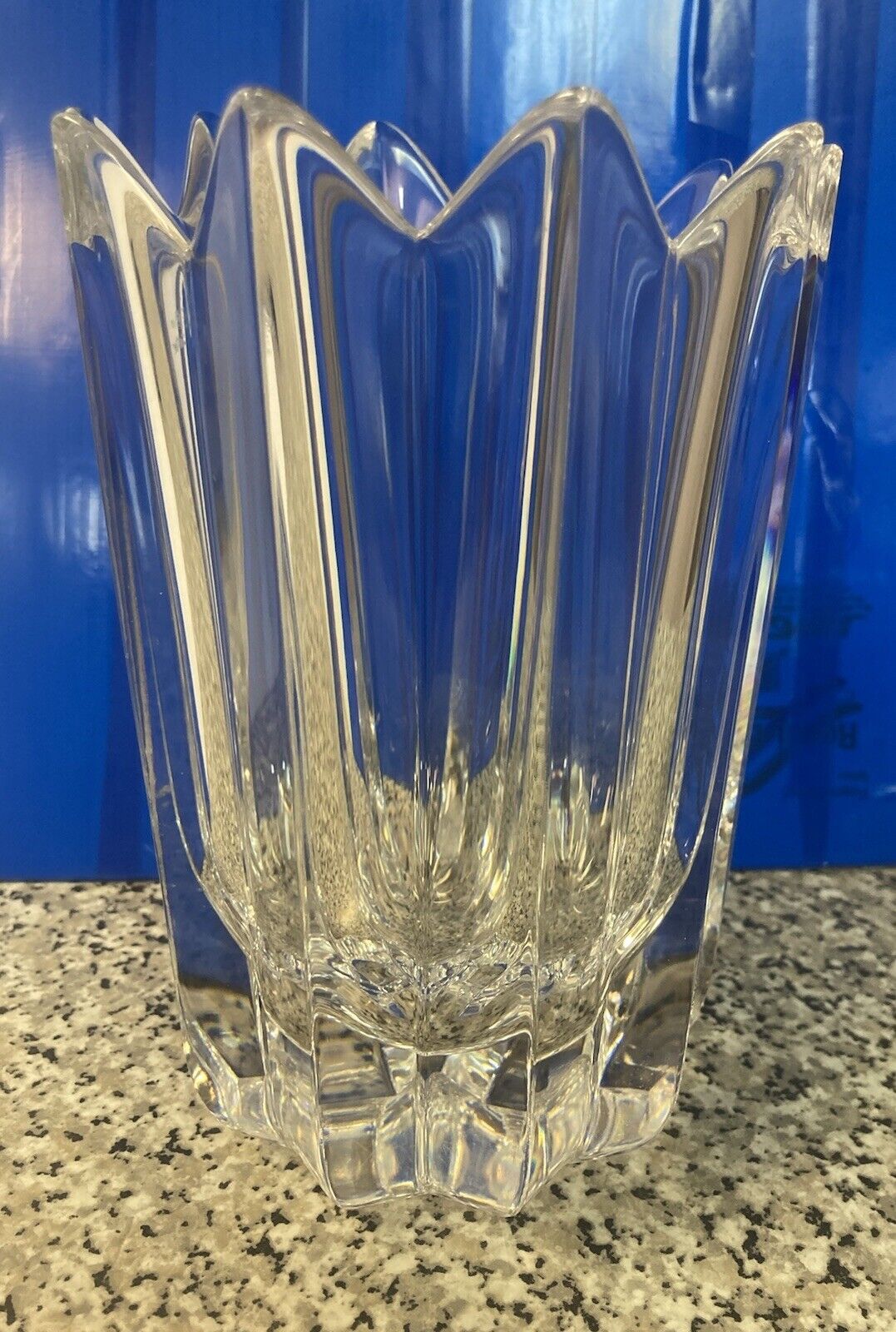 Orrefors Crystal Flower Table Vase Home Decorative Art Clear 7”  Tall Clear