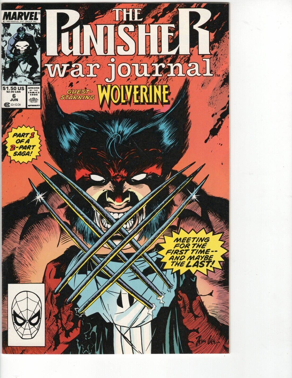 PUNISHER WAR JOURNAL #6  - Wolverine 1989 - High Grade 9.4 NM - Blazing Color