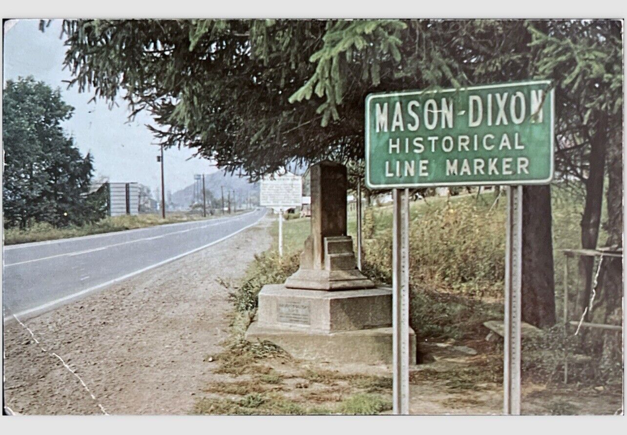 Mason-Dixon Line Marker New Martinsville West Virginia Postcard Photo C.H. Ruth