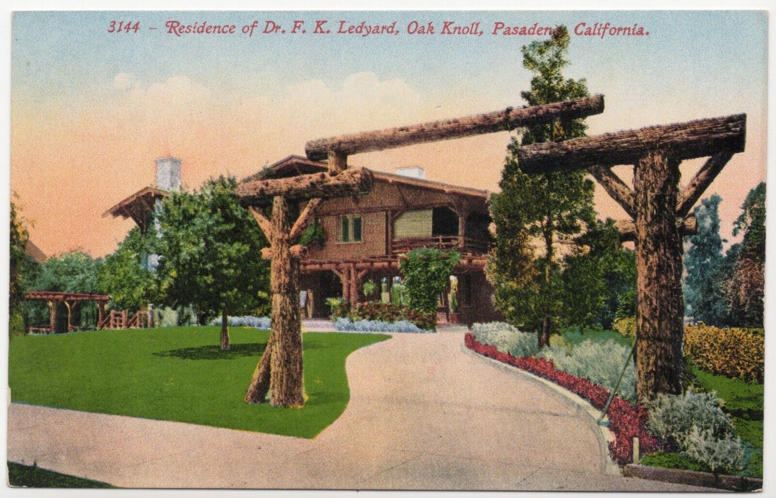 Residence Dr. F. K. Ledyard Oak Knoll Pasadena California Edward H. Mitchell