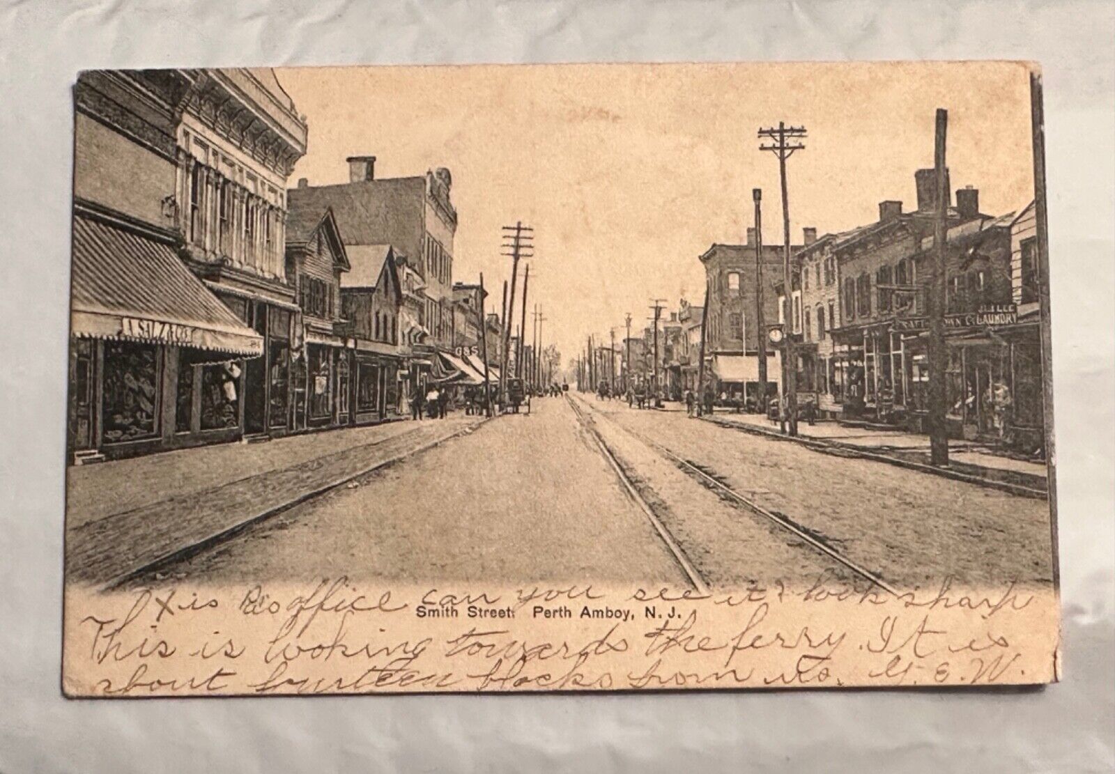 Early Perth Amboy NJ New Jersey Postcard Smith Street Middlesex County