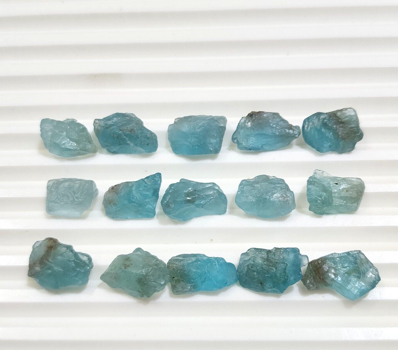 Amazing Sky Blue Color Apatite Rough 15 Pcs 12-15 mm Loose Gemstone For Jewelry