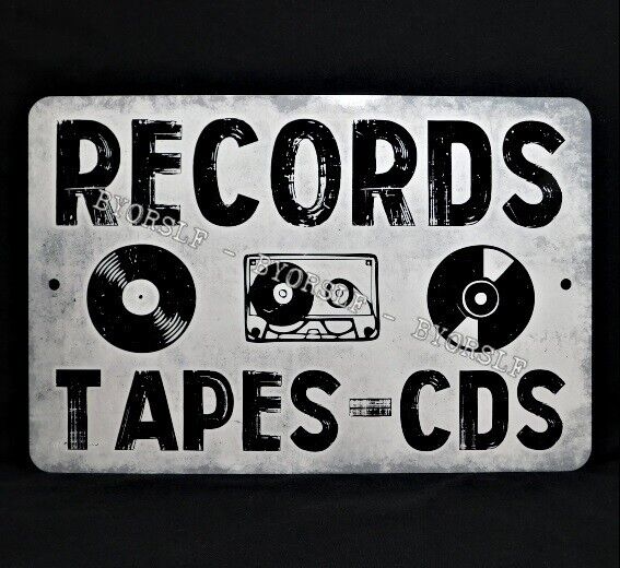 Metal Sign RECORDS tapes vinyl albums record store day shop music cds indie 