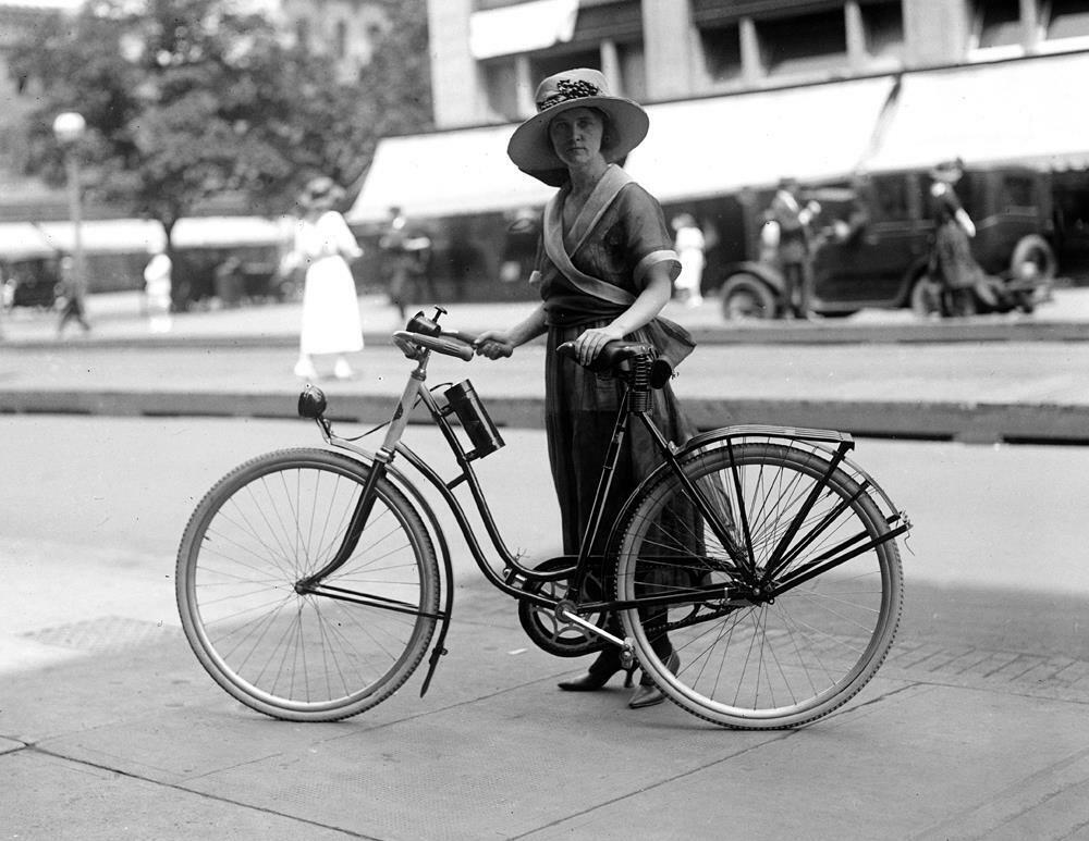 1921 Pearl Kane with Her Bicycle Old Photo 8.5\