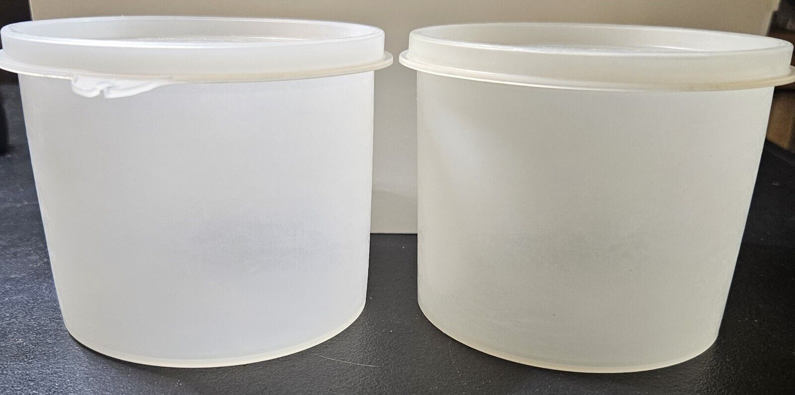 2 Vintage Tupperware Sheer Containers #250 with 2 #215 Clear Lids
