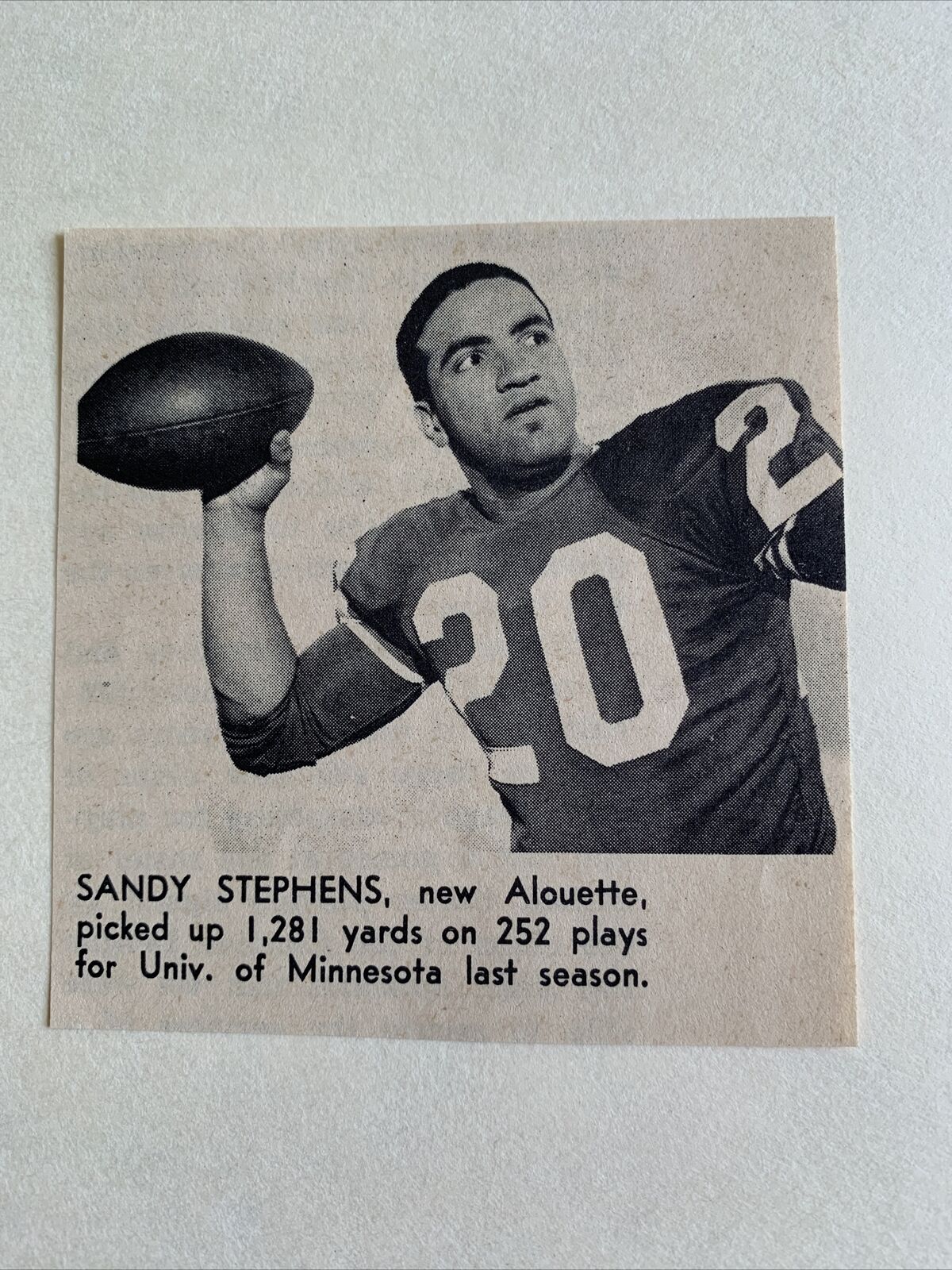 Sandy Stephens Montreal CFL Minnesota 1962 S&S Football Pictorial CO Panel