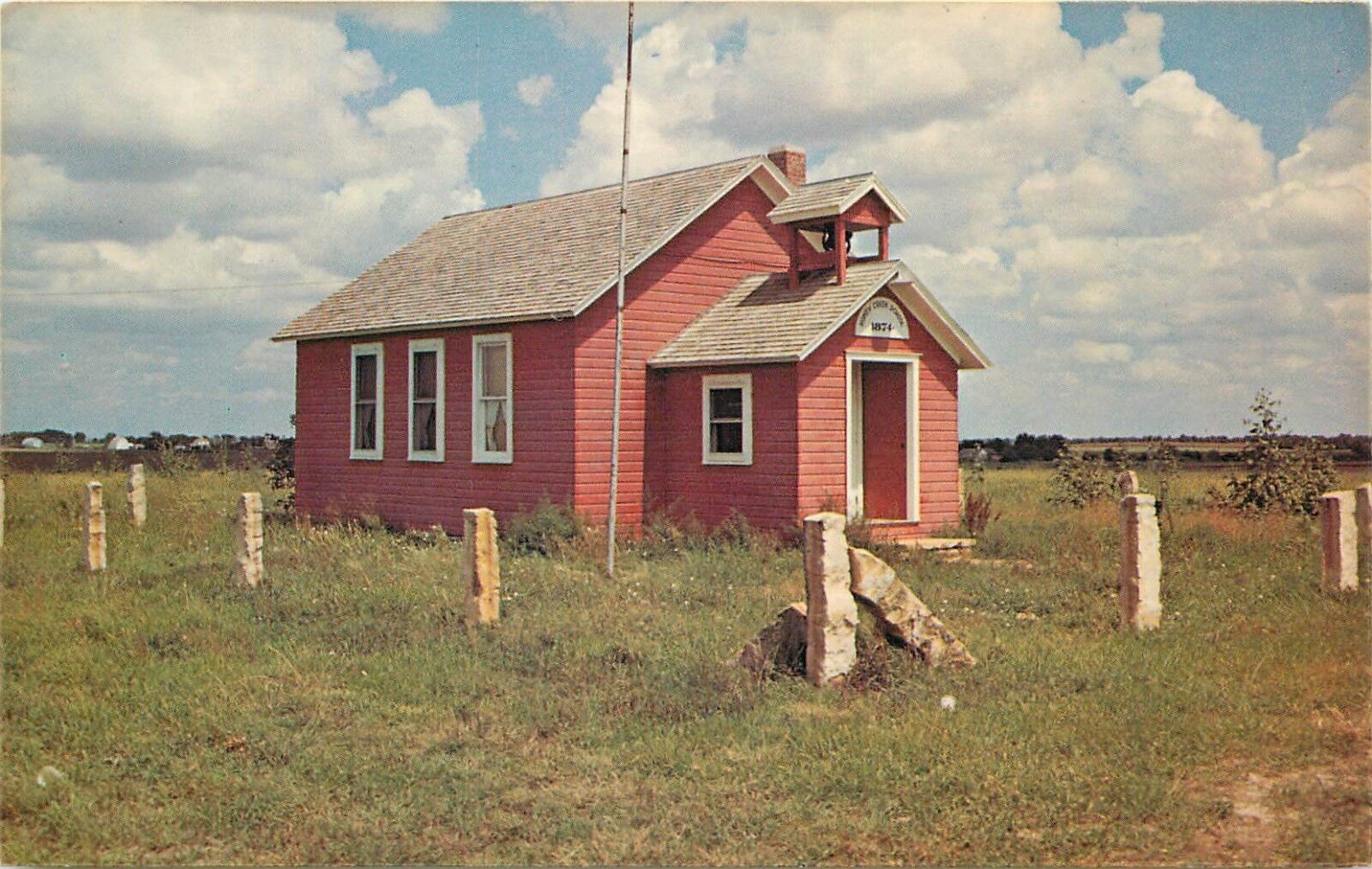 Little Red Schoolhouse Plains of Kansas Postcard