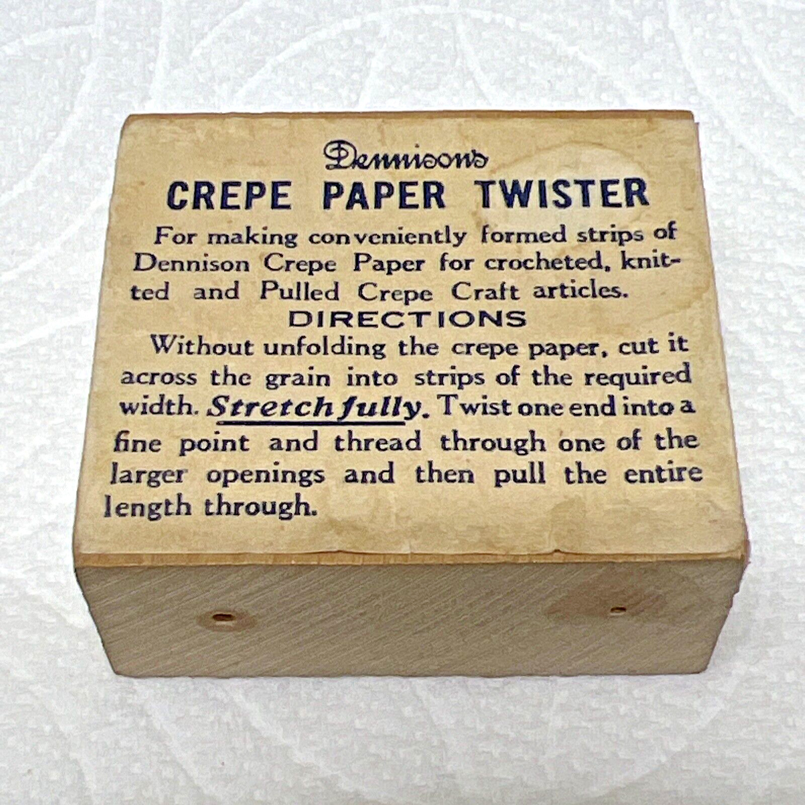 Vintage Dennison Crepe Paper Twister w Original Label & Instructions 1 3/4 x 1.5
