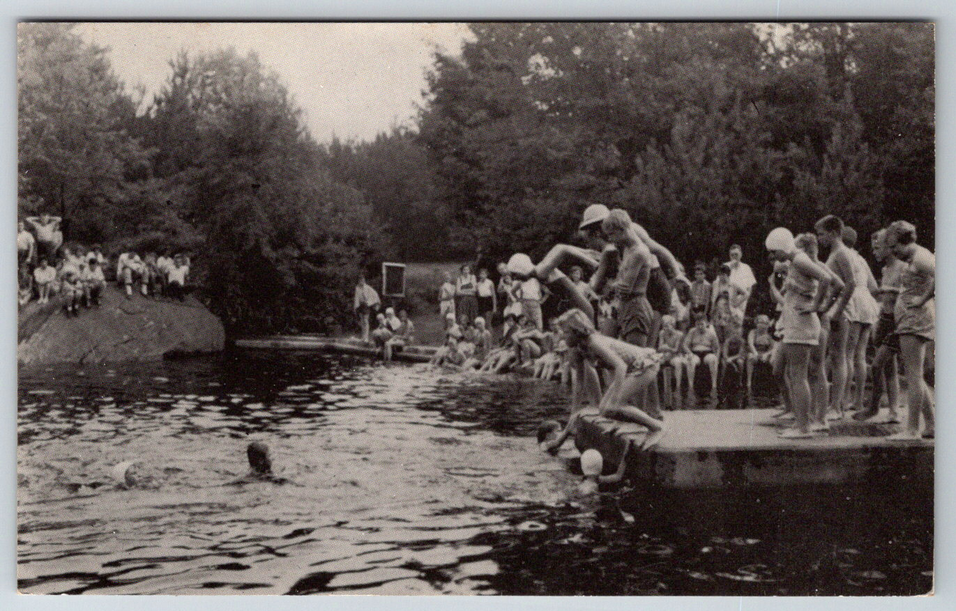 c1960s Western Connecticut Camp Warren Swimming Vintage Postcard