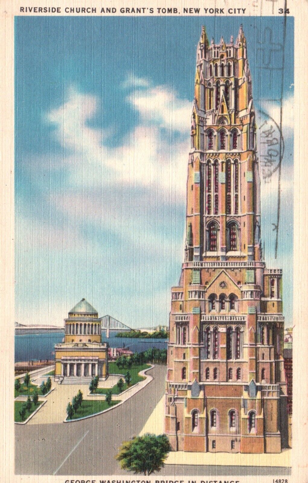 Postcard NY New York City Riverside Church & Grants Tomb 1952 Vintage PC H7020
