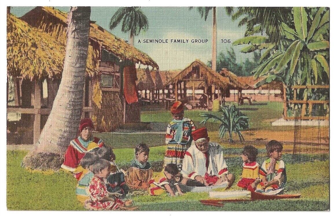 Florida c1940's Seminole Family, Native American Indian children
