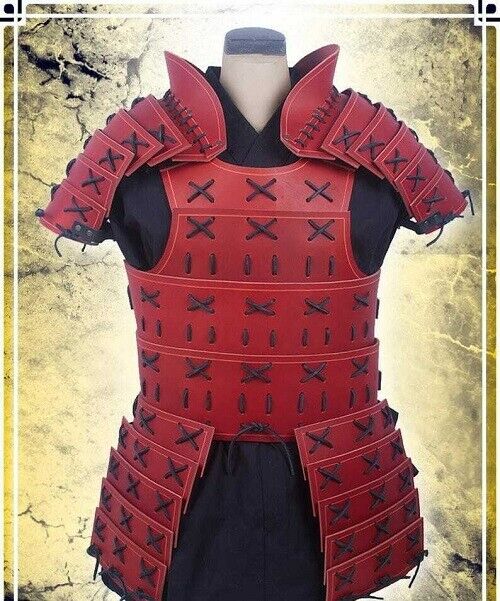Details about  Samurai Armor with Pauldrons - Leather Armor for LARP and Cosplay