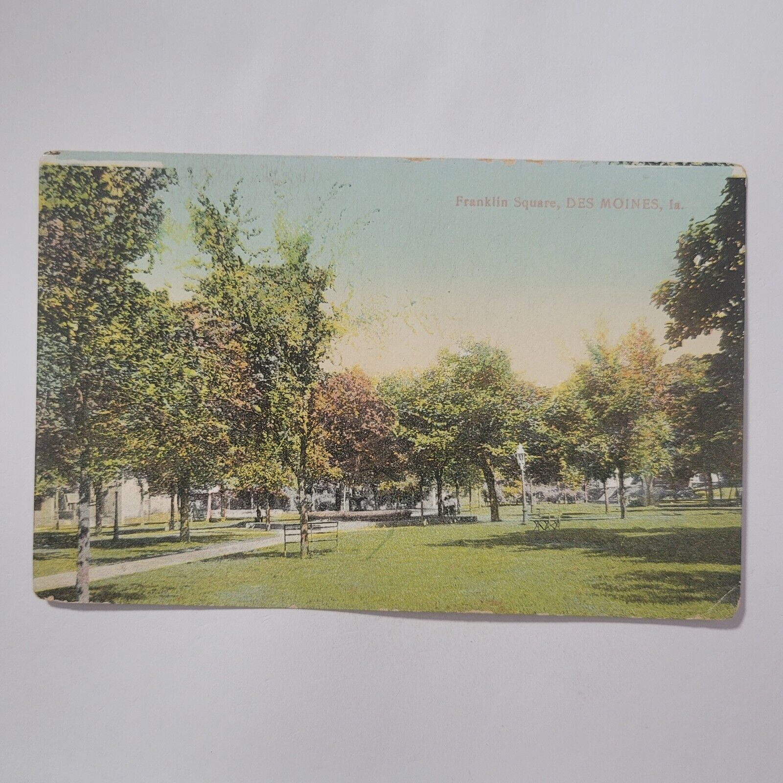 Franklin Square Dubuque Iowa IA Vintage Lithograph Postcard