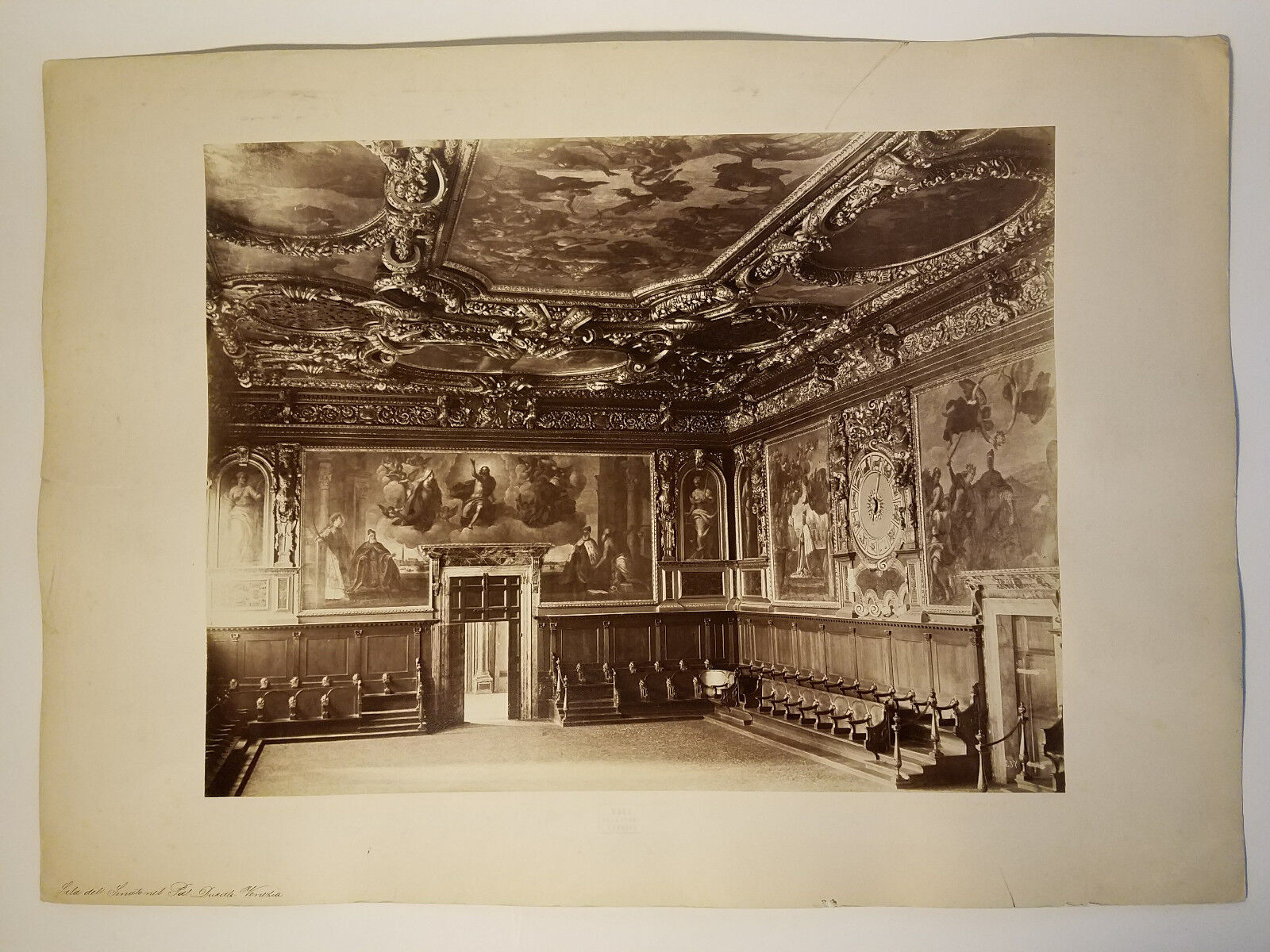 c.1870 MASSIVE CARLO NAYA PHOTO 41 X 53 CM DOGE'S PALACE SENATE HALL VENICE IT