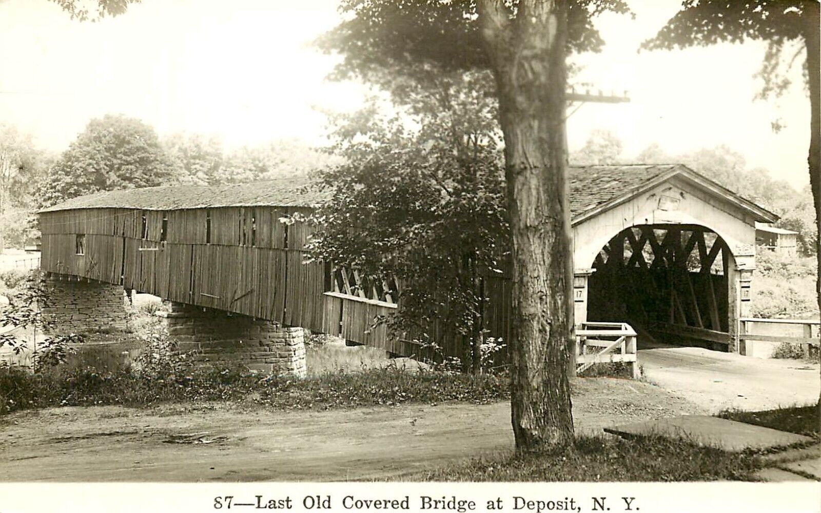 LAST OLD COVERED BRIDGE, DEPOSIT, NEW YORK, RPPC, VINTAGE POSTCARD (M318)