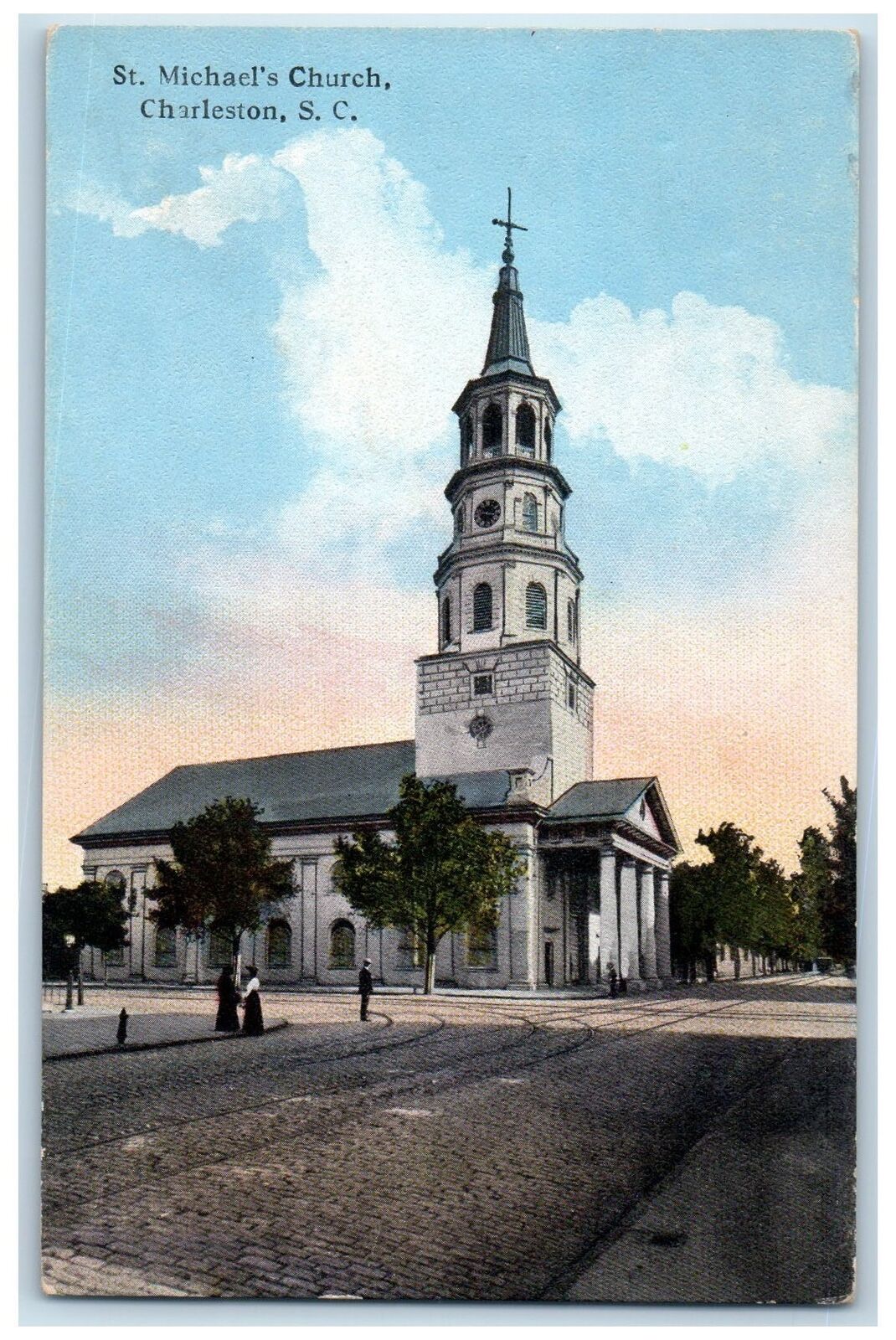 c1905\'s St. Michael Church Scene Charleston South Carolina SC Unposted Postcard