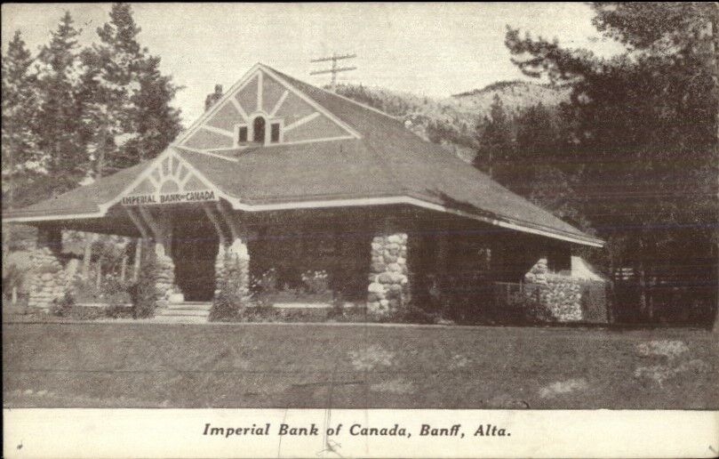 Banff AB Alberta Imperial Bank of Canada c1910 Postcard