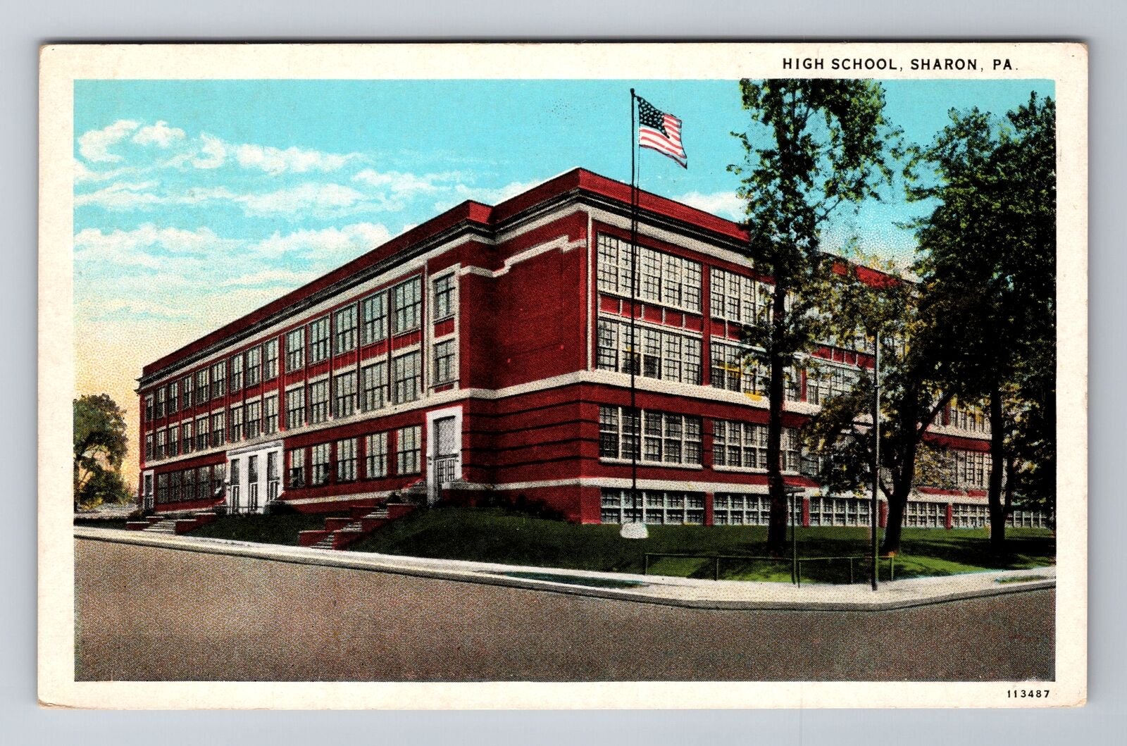 Sharon PA-Pennsylvania, High School, Antique Vintage Souvenir Postcard
