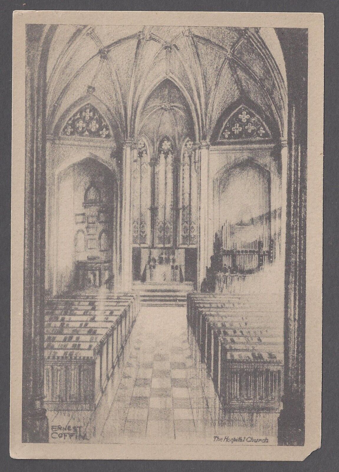 Ernest Coffin The Hospital Church Drawing Postcard Religious
