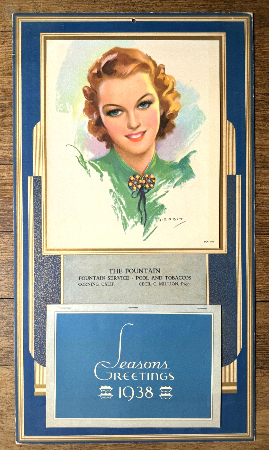 Amazing 1938 Pinup Girl Advertising Calendar by Erbit- Near Mint Condition