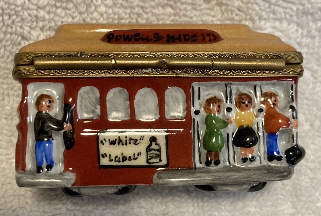 Rochard Limoges San Francisco Trolley Car Street Bus Peint Main Trinket Box Rare