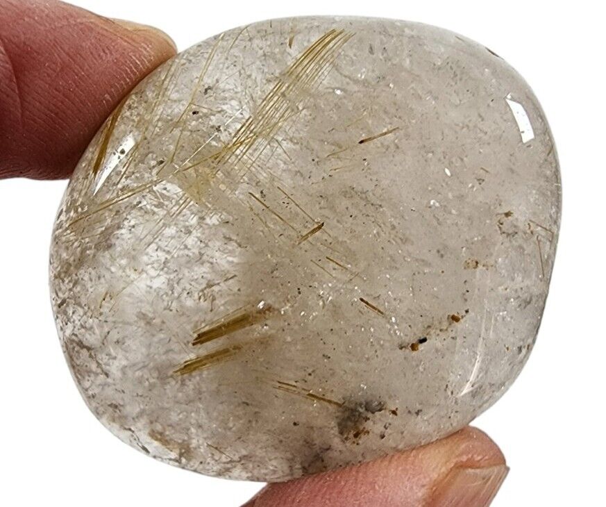 Rutilated Quartz Crystal Polished Smooth Stone 20.5 grams Brazil