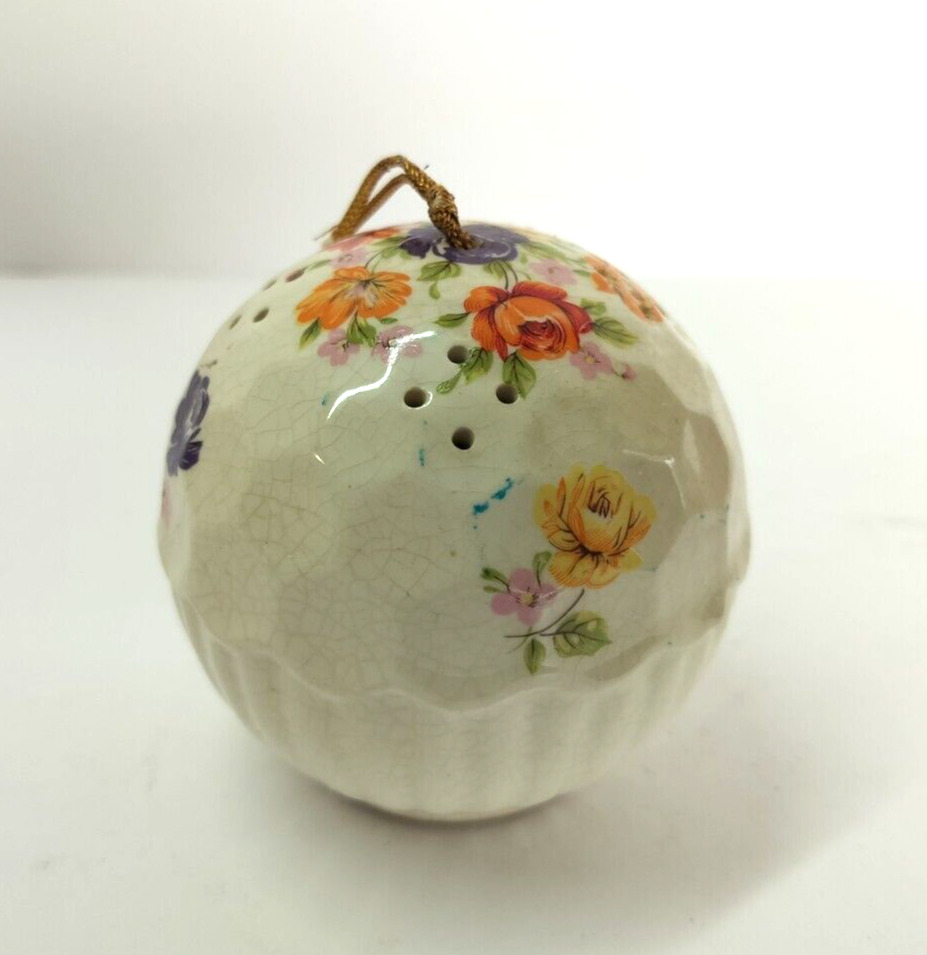 Vintage Porcelain Floral Round Potpourri Pomander Japan Rice & Co Scent