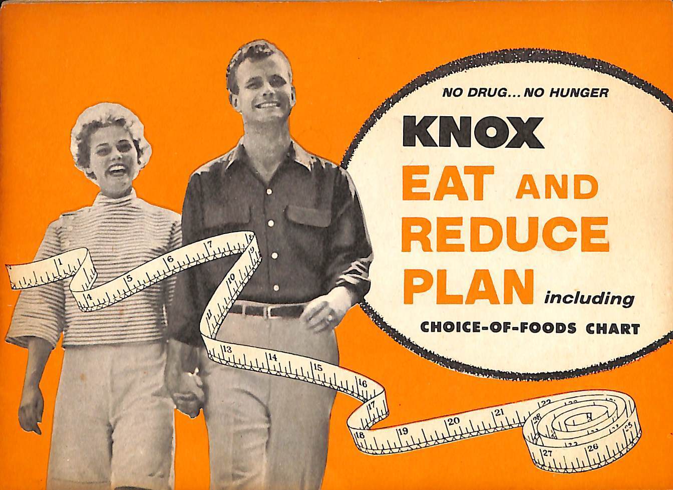 1957 Knox Gelatine Eat And Reduce Plan Foods Chart CPG7