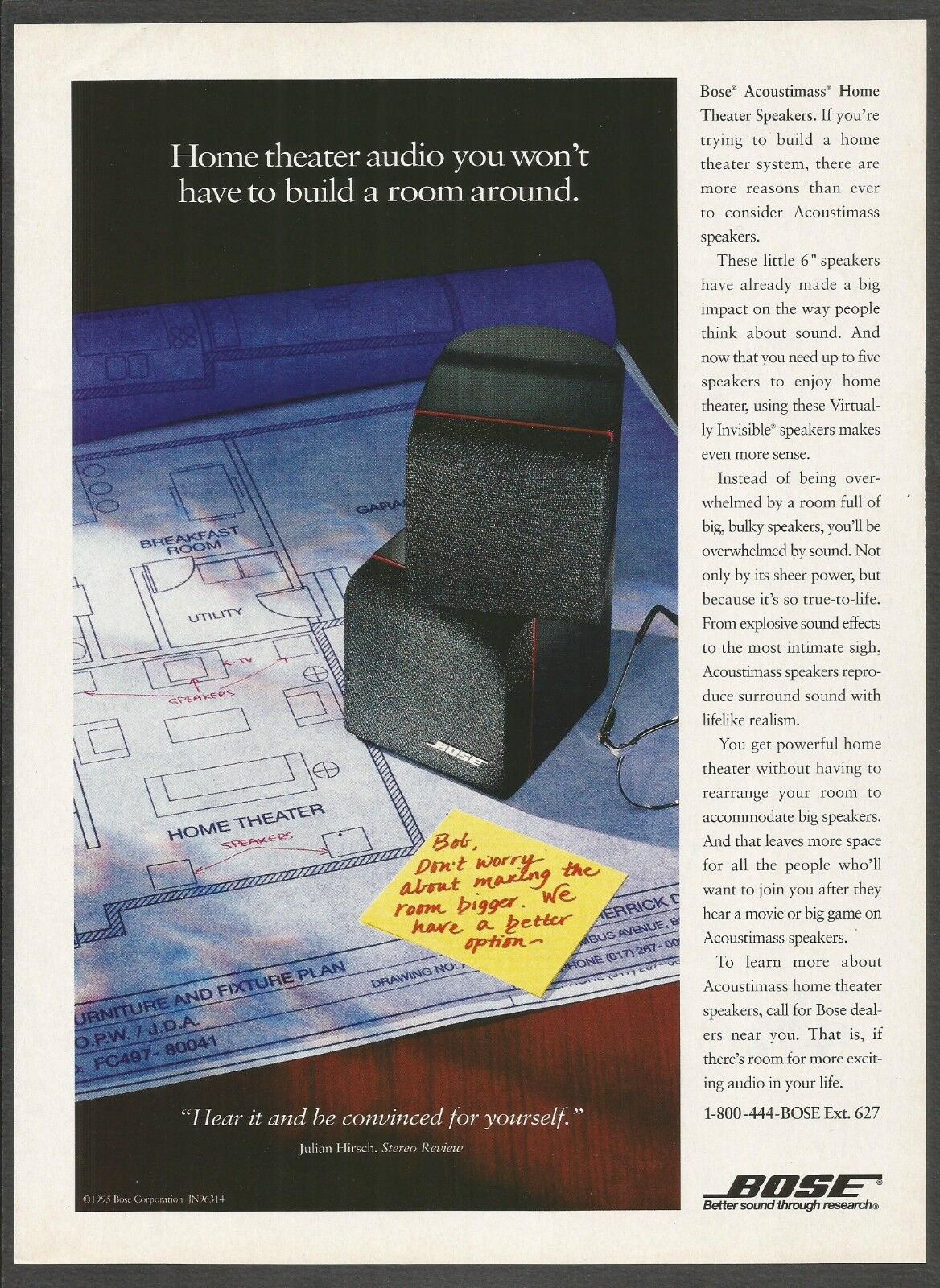 BOSE ACOUSTIMASS Home Theater Speakers - 1995 Print Ad
