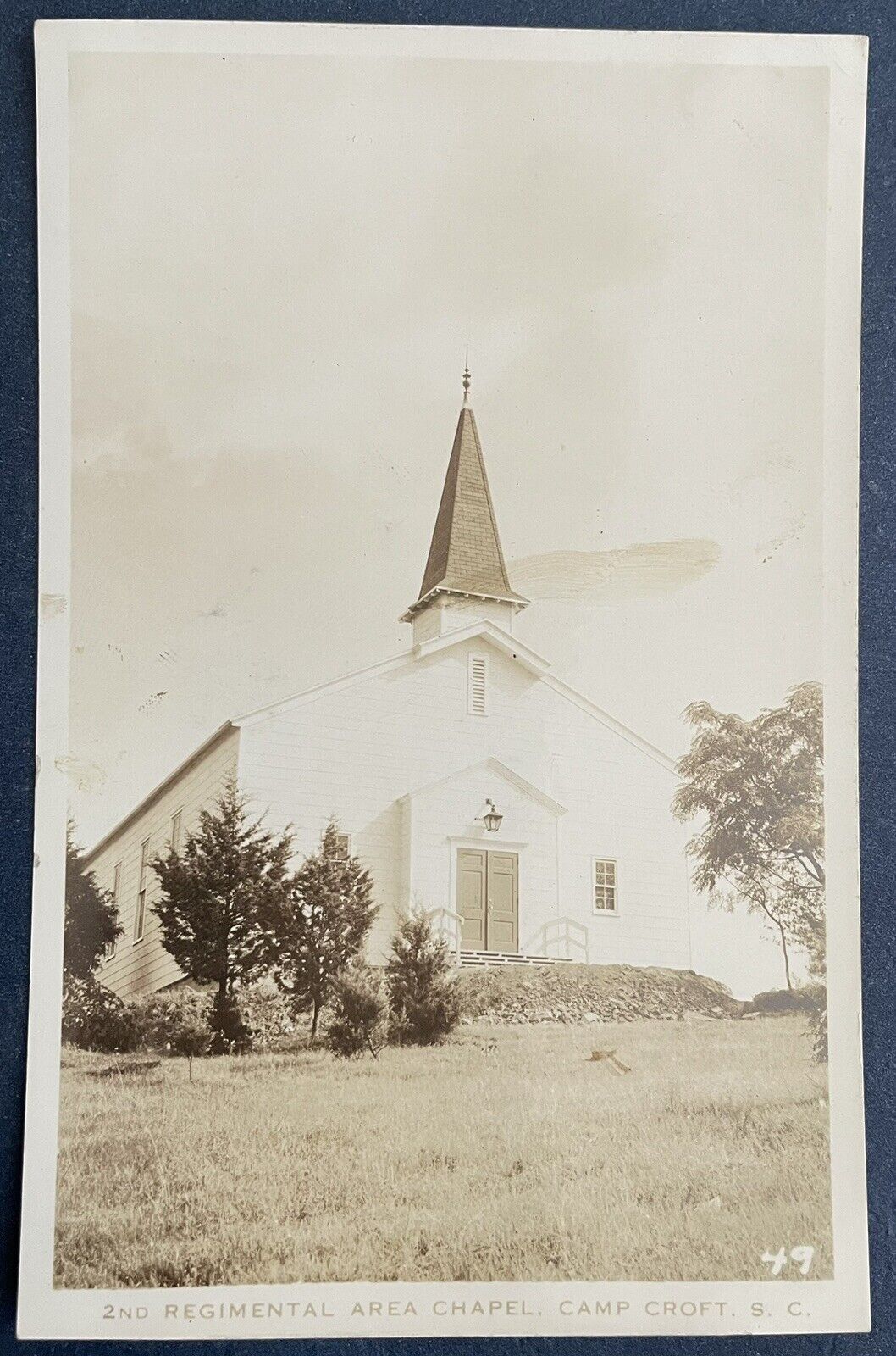 Vintage 2nd Regimental Area Chapel Camp Croft SC 1940s WWII RPPC Postcard